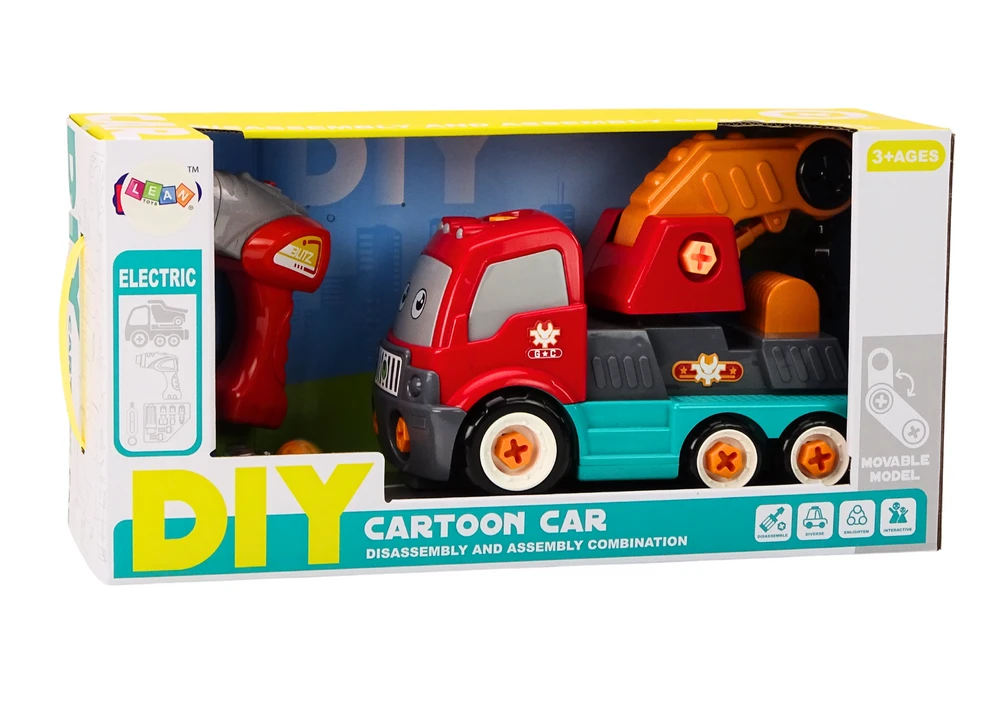Lean Toys Žaislinis sunkvežimis su kranu ir įrankiais vaikams