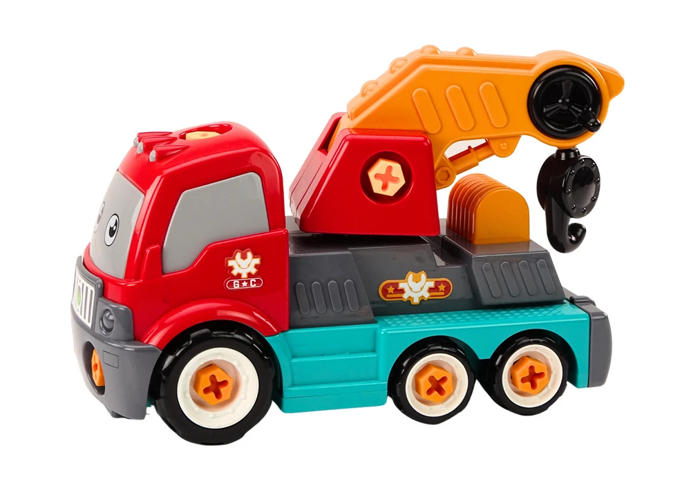 Lean Toys Žaislinis sunkvežimis su kranu ir įrankiais vaikams