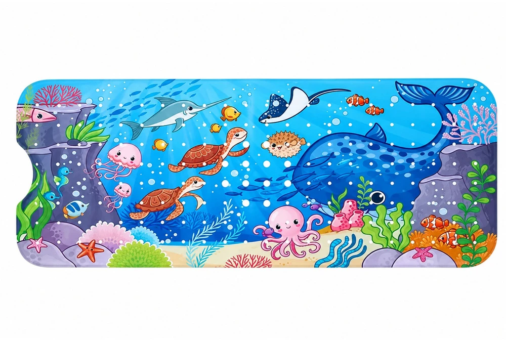 Lean Toys Neslystantis vonios kilimėlis su siurbtukais, įvairiaspalvis, 100 × 40 cm