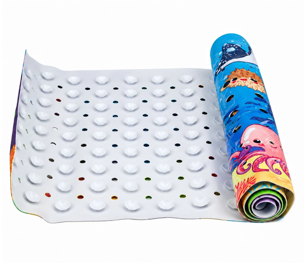 Lean Toys Neslystantis vonios kilimėlis su siurbtukais, įvairiaspalvis, 100 × 40 cm