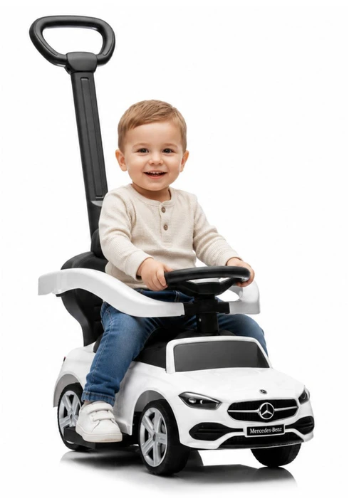 Jeździk Paspiriamas automobilis Mercedes 3in1 baltas