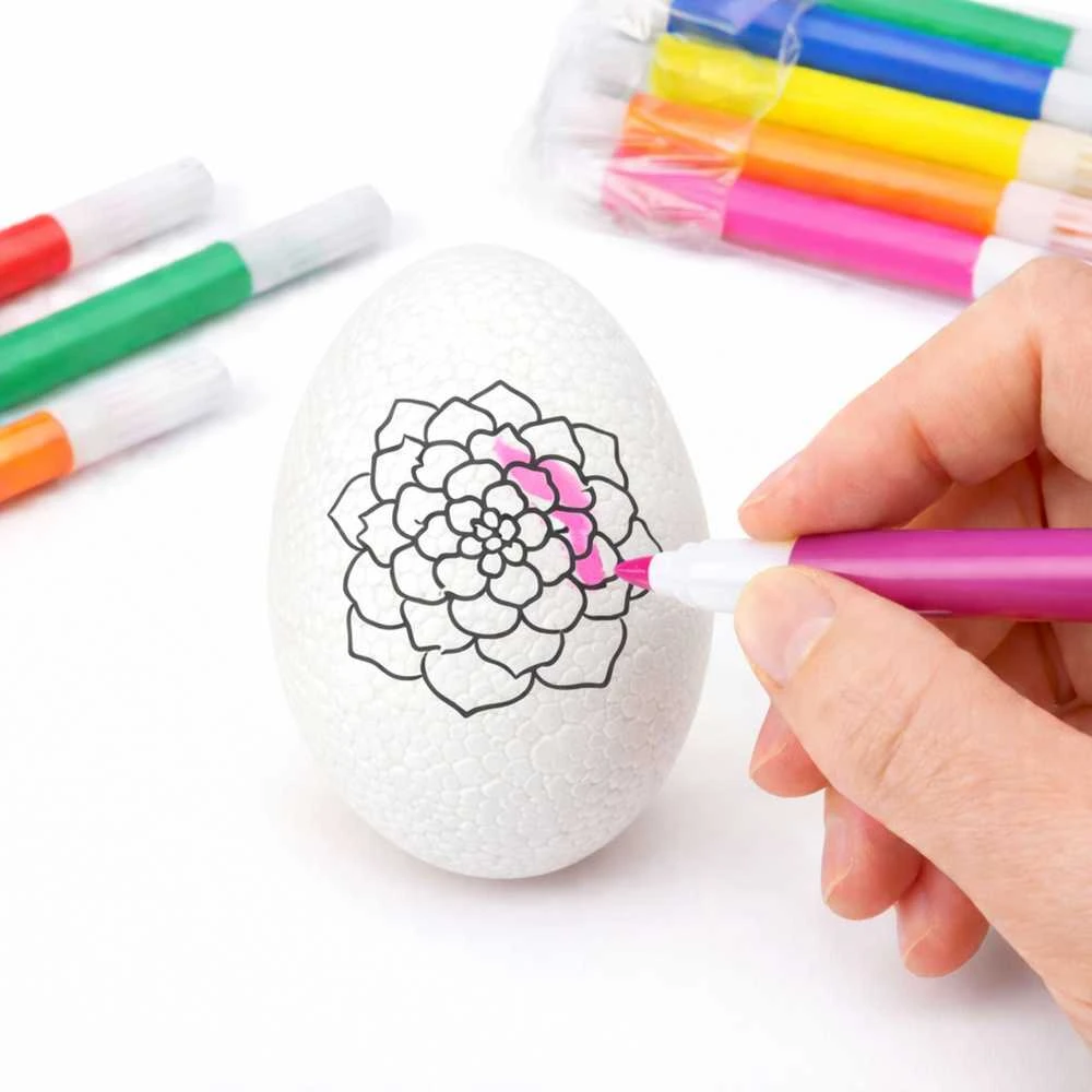 Lean Toys Jajka Velykiniai putplasčio kiaušiniai dažymui žymekliais, gėlių raštas B, 6 vnt.