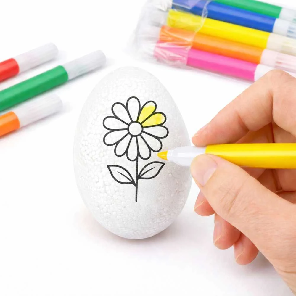 Lean Toys Jajka Velykiniai putplasčio kiaušiniai dažymui žymekliais, gėlių raštas, D, 6 vnt.