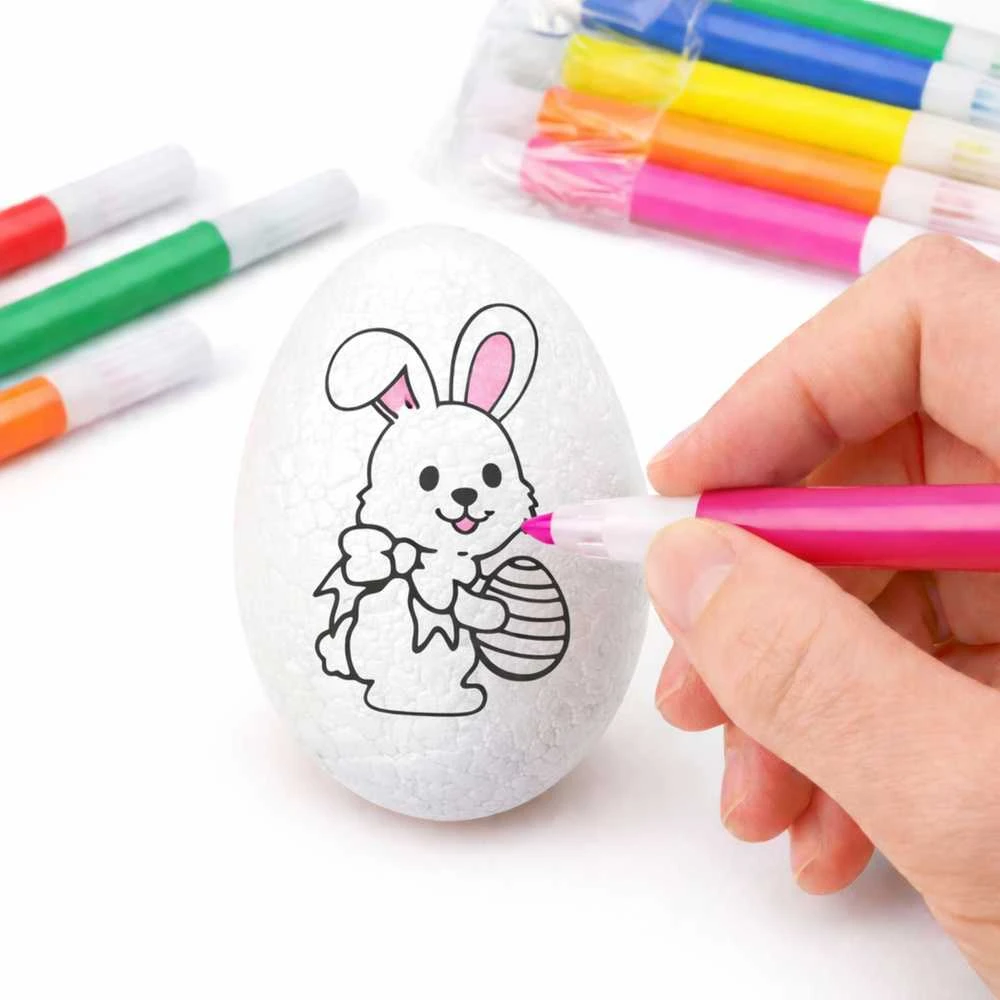 Lean Toys Jajka Velykiniai putplasčio kiaušiniai dažymui žymekliais, zuikio raštas B, 6 vnt.