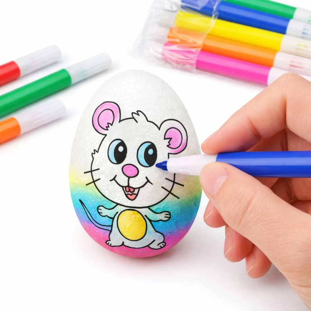 Lean Toys Jajka Velykiniai putplasčio kiaušiniai dažymui su pele, žymekliai, 6 vnt.