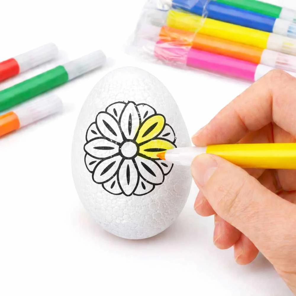 Lean Toys Jajka Velykiniai putplasčio kiaušiniai dažymui žymekliais, gėlių raštas A, 6 vnt.
