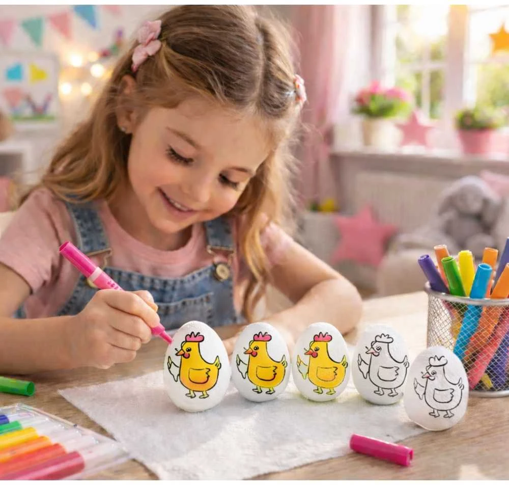 Lean Toys Jajka Velykiniai putplasčio kiaušiniai dažymui Žymekliai Žymekliai Višta 6 vnt.
