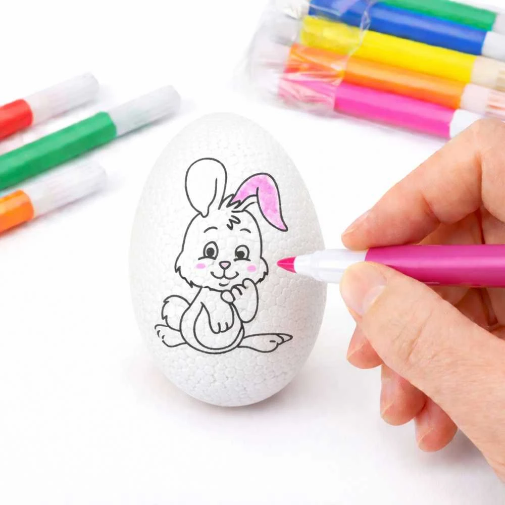 Lean Toys Jajka Velykiniai putplasčio kiaušiniai dažymui žymekliais, zuikio raštas, C, 6 vnt.