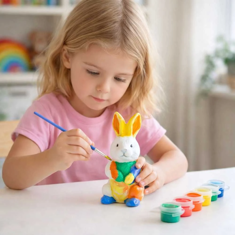 Lean Toys Putplasčio Velykų dekoravimo rinkinys kiškutis ir 3 kiaušiniai 7854