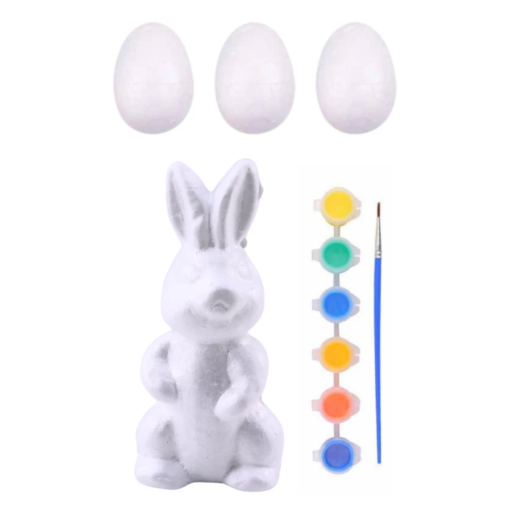 Lean Toys Putplasčio Velykų dekoravimo rinkinys kiškutis ir 3 kiaušiniai 7854