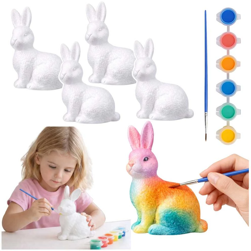 Lean Toys Zajączki Velykiniai zuikučiai, putplasčio dažai, 4 vnt.