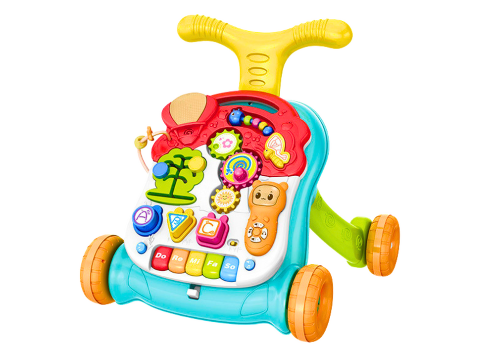 Lean Toys Vaikščiojimo stumdukas su 2in1 šviesos ir garso lavinimo stalu