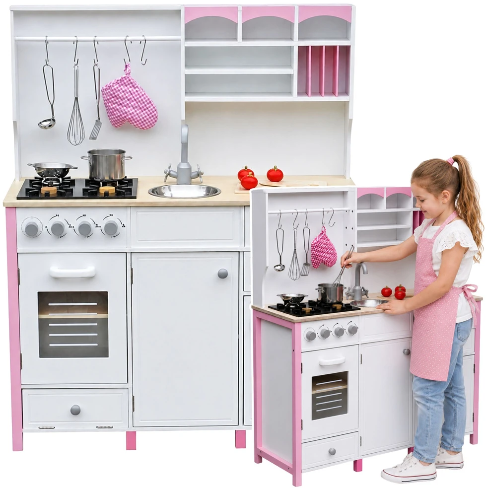 Medinė vaikų virtuvėlė su priedais Lean Toys
