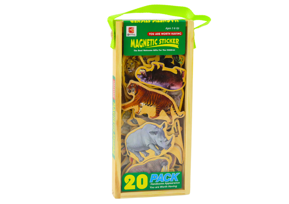 Lean Toys Mediniai Magnetai su Laukiniais Gyvūnais, 20 vnt.