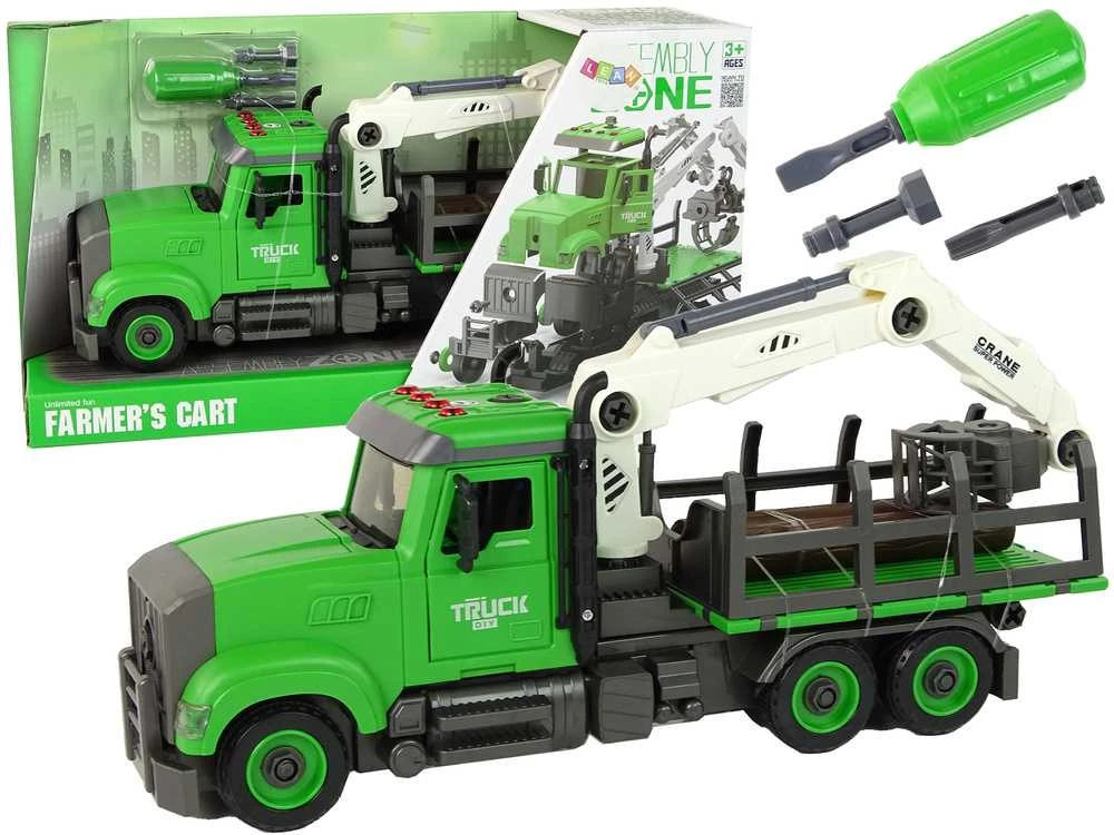 Lean Toys Žalias medienos gabenimo sunkvežimis