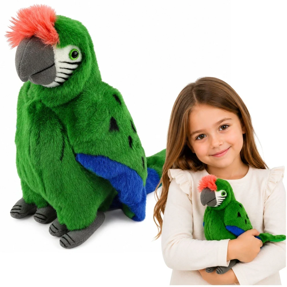 Lean Toys Pliušinis žaislas - papūga ara, žalios spalvos, 24 cm