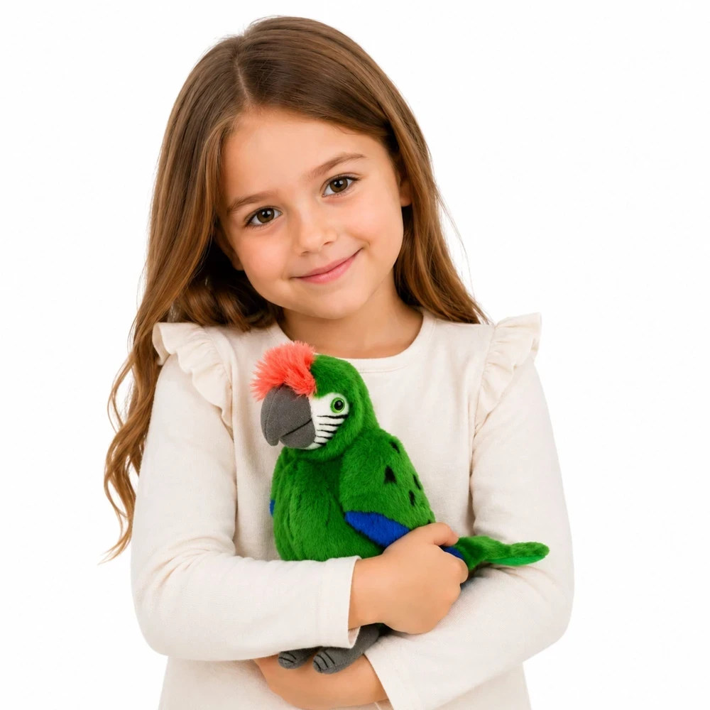 Lean Toys Pliušinis žaislas - papūga ara, žalios spalvos, 24 cm