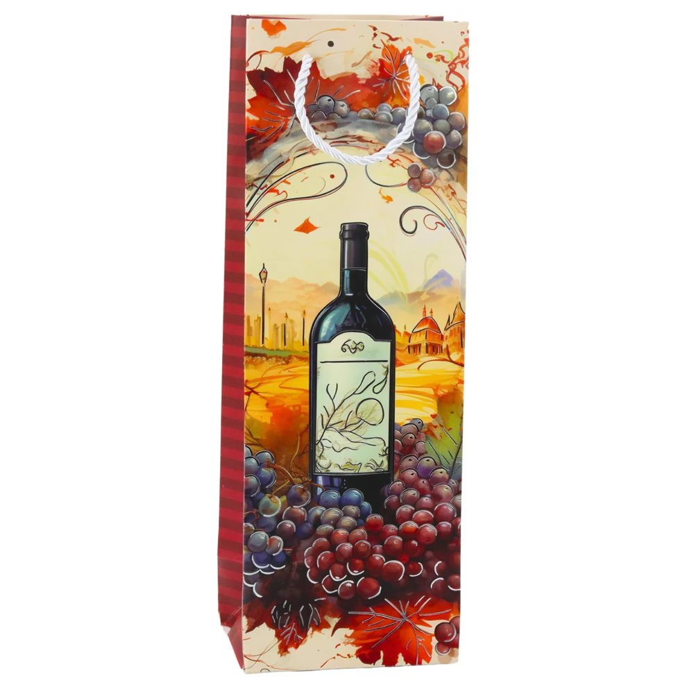 Lean Krepšys Popierinis vyno butelio dovanų maišelis 35 x 12 x 9 cm