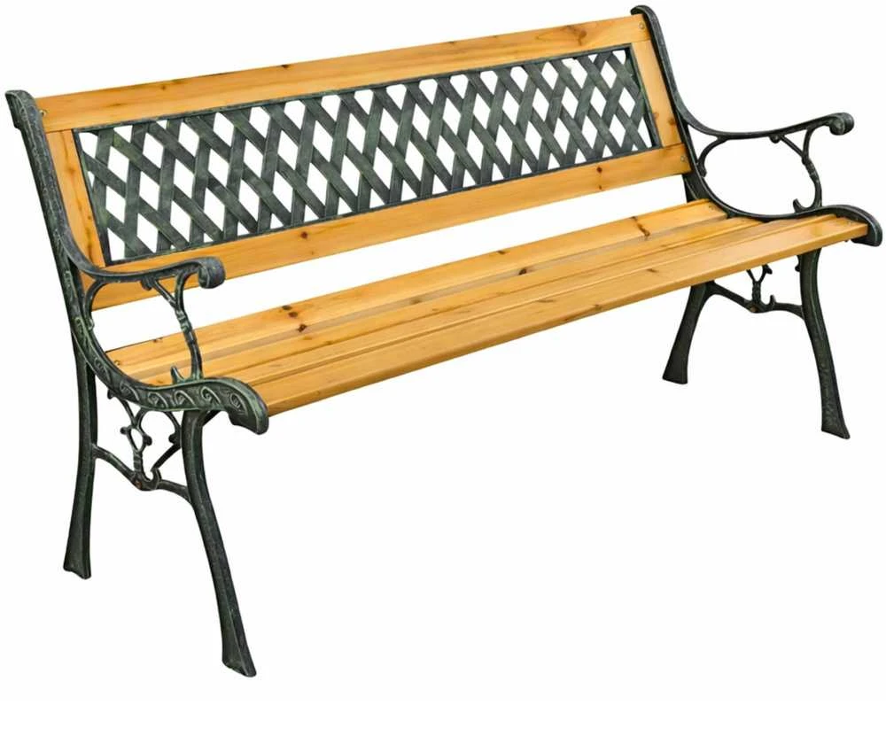 Sodas suoliukas Lean iš tuopos medienos ir metalo, 125 cm