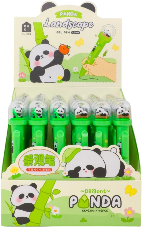 Lean Gelinis rašiklis su panda kupole, mėlynas rašalas, 0.5 mm