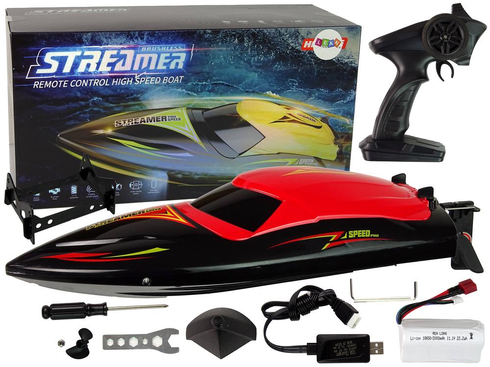 Lean Toys Nuotoliniu būdu valdoma motorinė valtis LeanToys, raudona