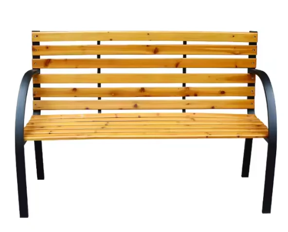 Sodo suoliukas Lean iš medžio ir metalo su atlošu, 125x73x53 cm