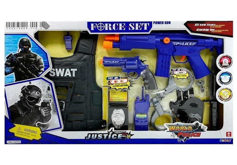 Lean Toys Policijos žaidimų rinkinys su M4 automatu