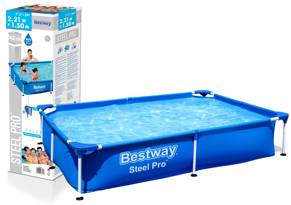 Stačiakampis rėminis baseinas 221x150x43 cm Bestway 56401