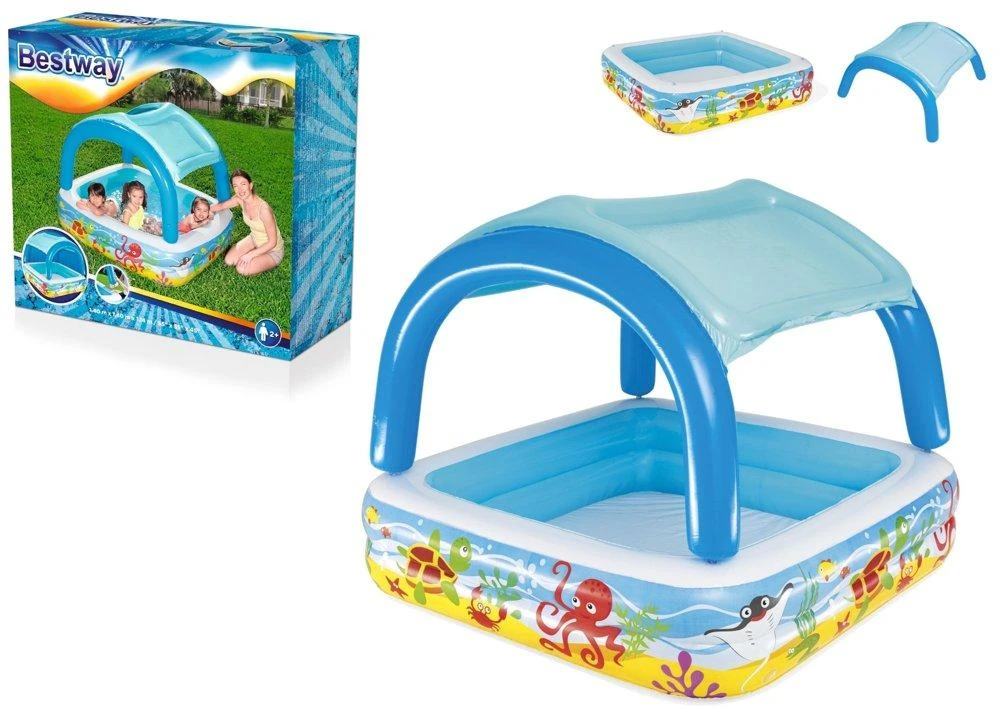 Bestway pripučiamas baseinas su stogeliu, 140x140x114 cm