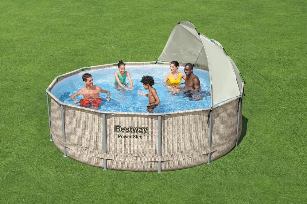 Baseinas su rėmu ir gaubtu 13FT 396x107 cm Power Steel BESTWAY