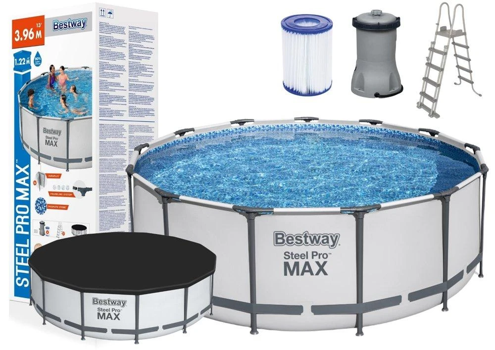 Rėminis baseinas 13 FT 396 x 122 cm plieno Pro Max BESTWAY