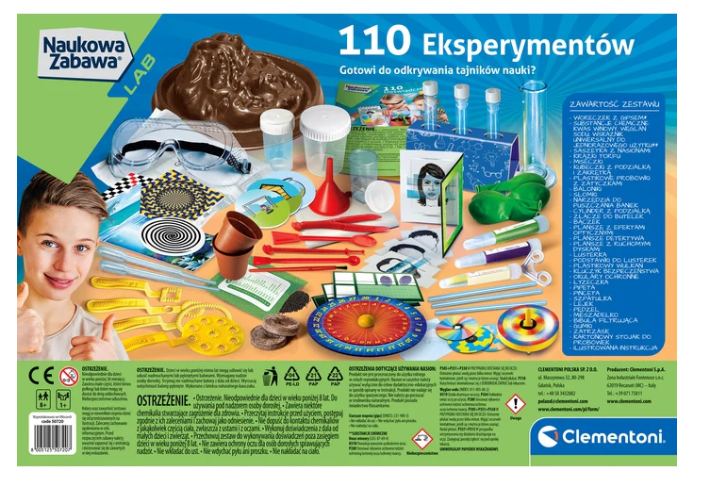 Naukowa Mokslo pramogos 110 eksperimentų lenkų kalba Clementoni 50720