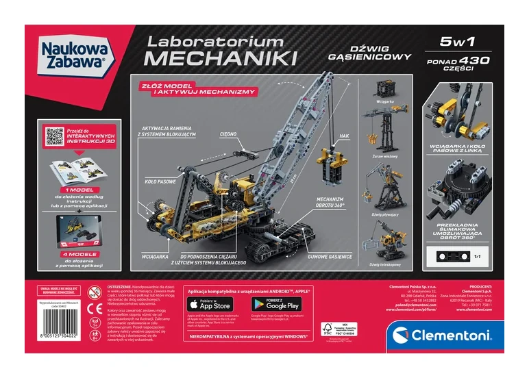 Clementoni mokslinė pramoga – mechanikos laboratorija: kranas