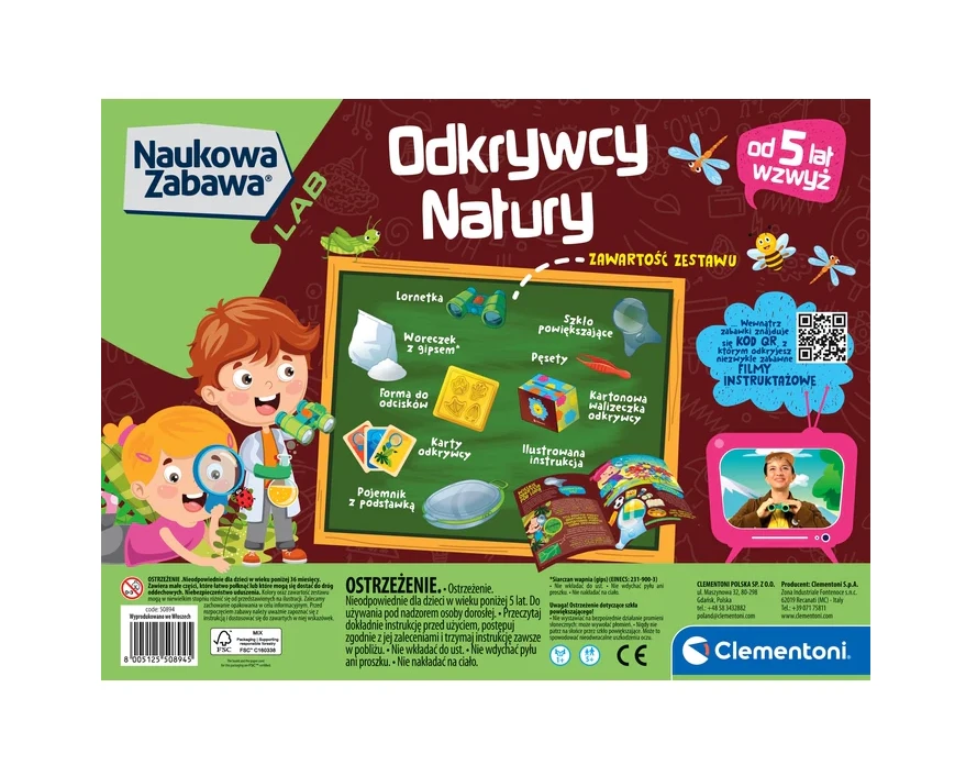 Naukowa Mokslinis žaidimas Gamtos tyrinėtojai Žiūronai Gamta lenkų kalba Clementoni 50894