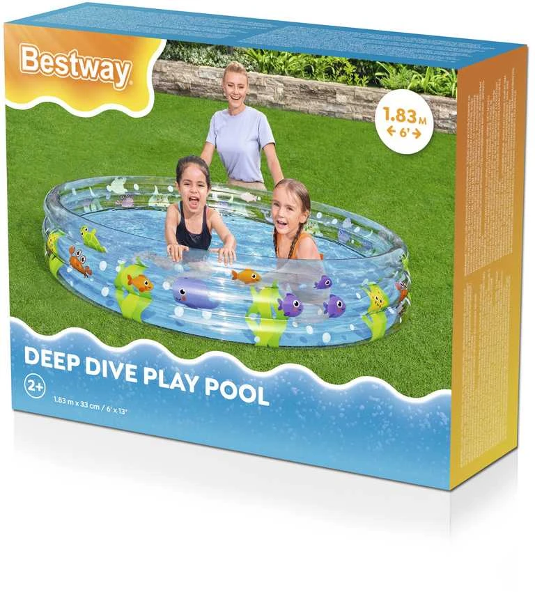 Bestway® vaikiškas pripučiamas baseinas Deep Dive Ø 183 x 33 cm, apvalus