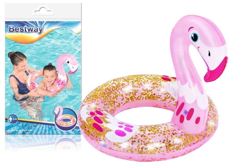 „Bestway“ plaukimo žiedo gulbės blizgučiai 61cm