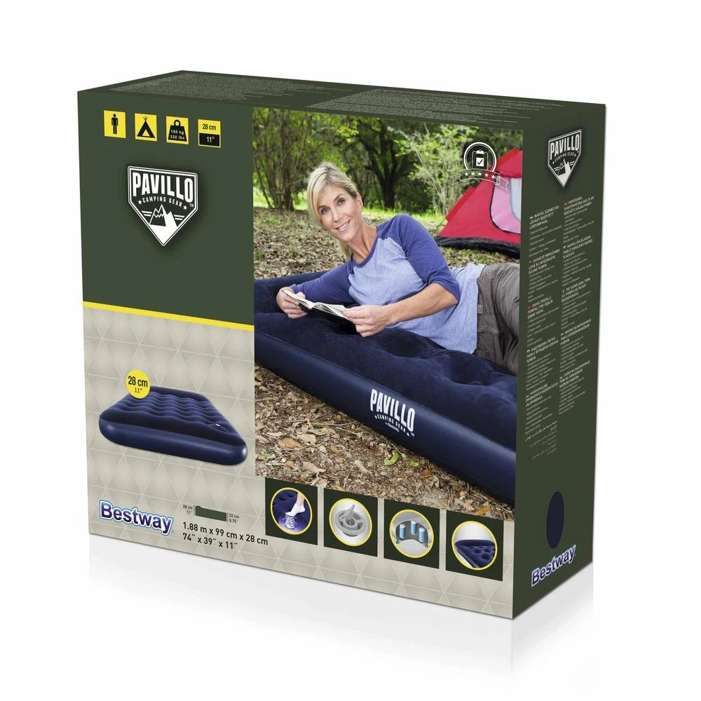 Bestway Pripučiamas vienvietis čiužinys su įmontuota kojine pompa ir pagalve 185x99x28cm 67224