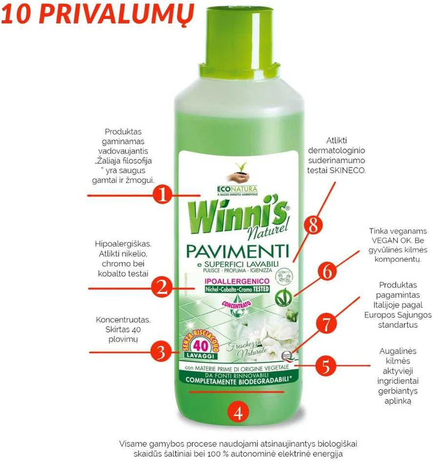 Winni s Ekologiškas koncentruotas grindų ploviklis Baltos gėlės 1000ml