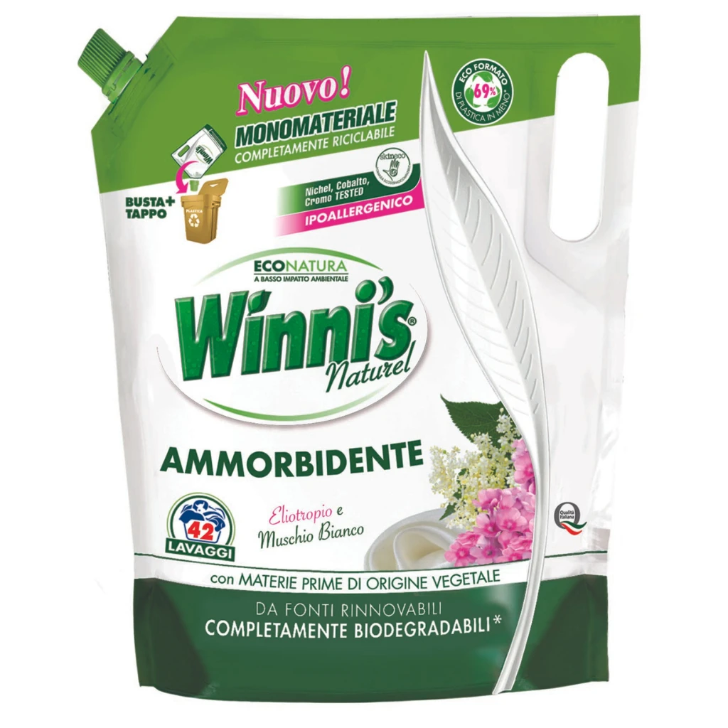 Winni s Ekologiškas skalbinių minkštiklis Baltasis Muskusas 1470ml (42 skalbimai)