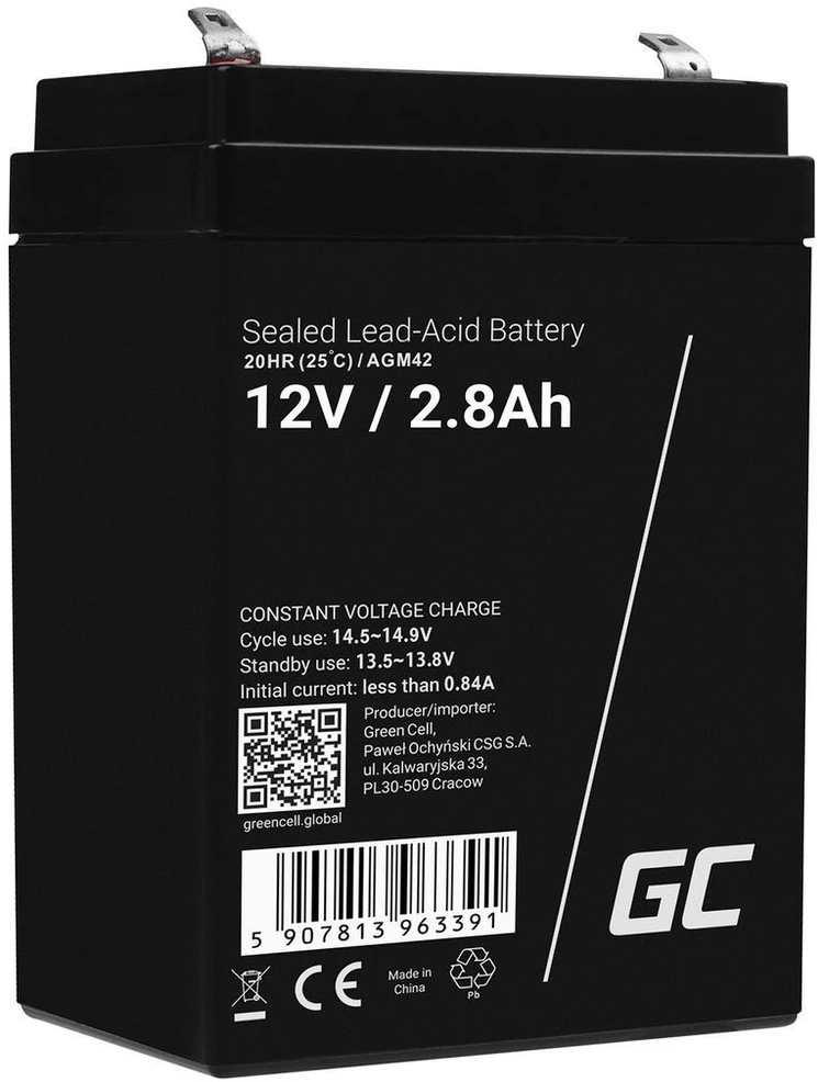 Green Cell Žalias Cell Žalias Cell AGM VRLA akumuliatorius 12V 2.8Ah