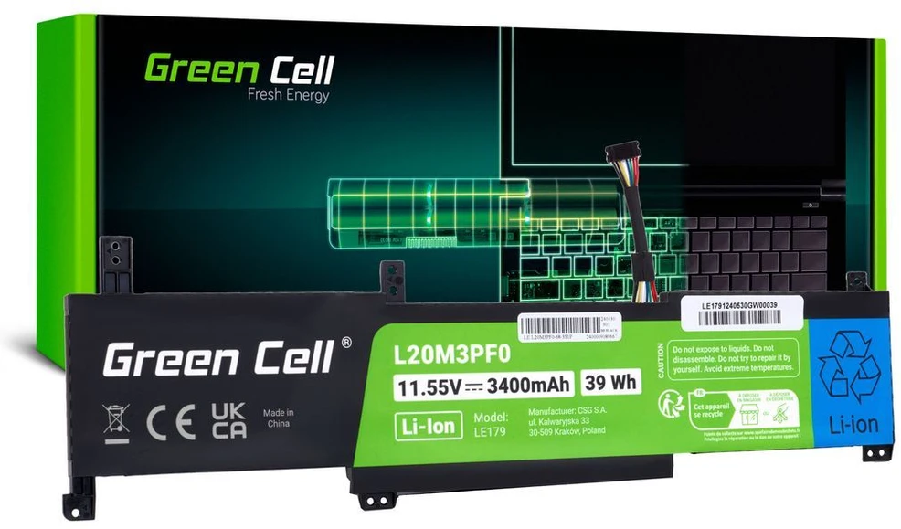 Žalias Cell Bateria Žalias Cell L20M3PF0 Lenovo Ideapad 3-14ITL6 15ITL6 17ITL6 S14 V14 15 17 G2 G3