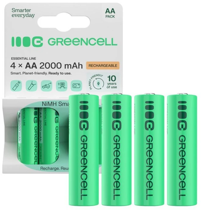 Green Cell Žalias Cell AKUMULIATORIUS AQ-AA-2000/GC*P4 1,2V Ni-MH HR6, AA Žalias Cell
