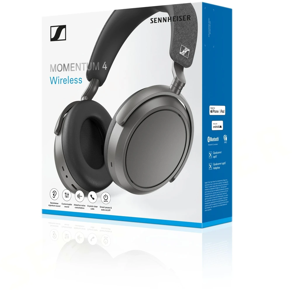 Belaidės ausinės Sennheiser Momentum Wireless 4 | ANC | Bluetooth 5.2 | Grafito spalvos