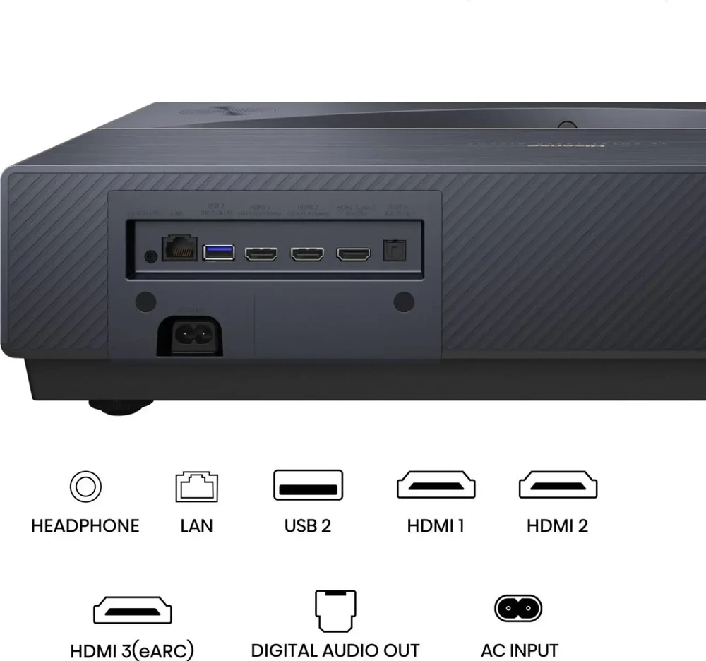 Lazerinis projektorius Hisense PT1 Laser Cinema 4K UHD, 80–150", 2500 ANSI lm, Dolby Vision, Dolby Atmos