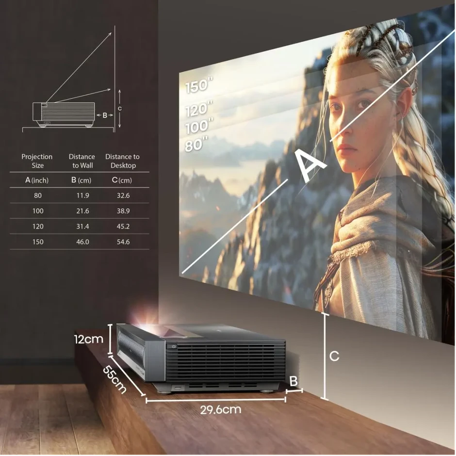 Lazerinis projektorius Hisense PX3-PRO 4K UHD, 80–150", 3000 ANSI lm, Dolby Vision, Dolby Atmos