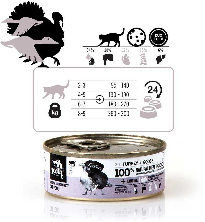 3COTY kalakutiena su žąsų mėsa - šlapias kačių ėdalas - 80g