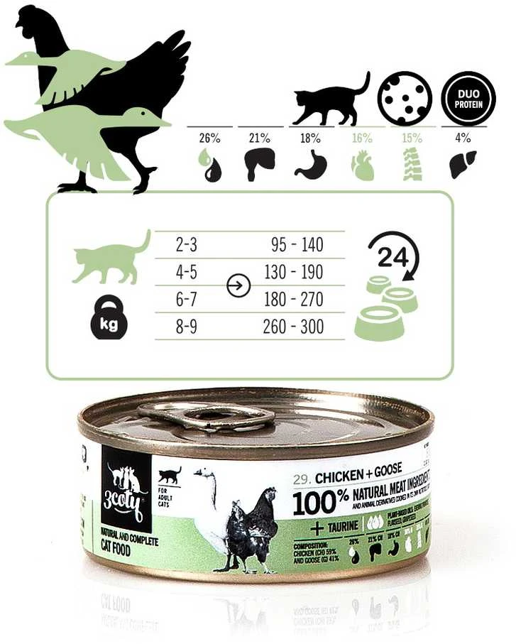 3COTY vištiena su žąsimi - šlapias kačių ėdalas - 80g