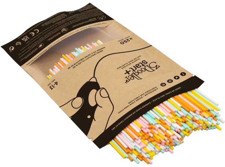 3Doodler 3 doodler paleidimo gijos eco 2,5 mm, 250 vienetų, 5 spalvos (balta/mėtinė/geltona/pom/rožinė), ugnis ir ledas, 3ds-eco-mix1-250