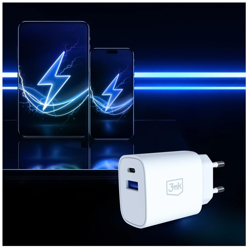 3Mk Protection 3mk FlowPower 30W 1A1C PD 3.0 QC4+ sieninis įkroviklis - Baltas