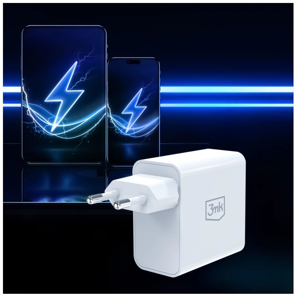 3Mk apsauga 3mk FlowPower 45W GaN PD PPS DCP QC4+ SuperVOOC AFC FCP SCP 1A1C Baltas